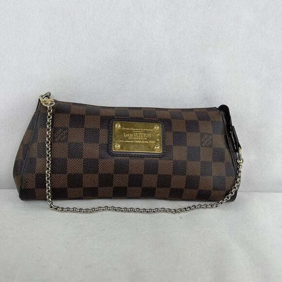 Authentic Louis Vuitton Eva Clutch Damier Ebene Canvas Shoulder Bag - Picture 1 of 9
